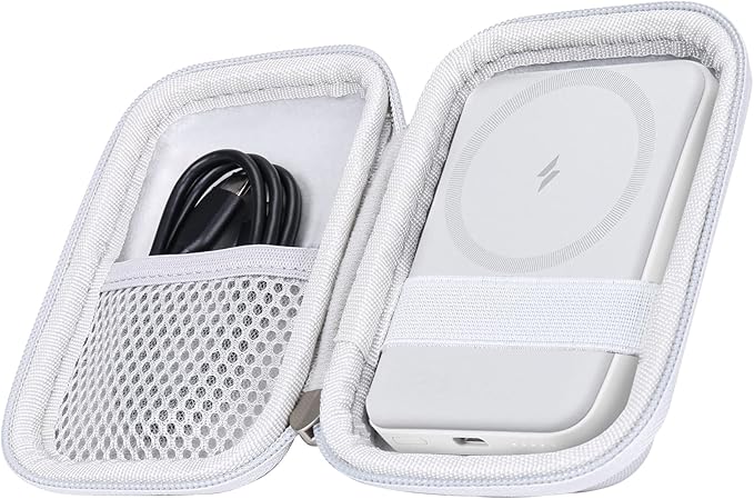 Khanka Hard Travel Case Replacement for Anker 621/622 / 633 Magnetic Battery (MagGo), 5000mAh 10000mAh Magnetic Wireless Portable Charger, Case Only (White)