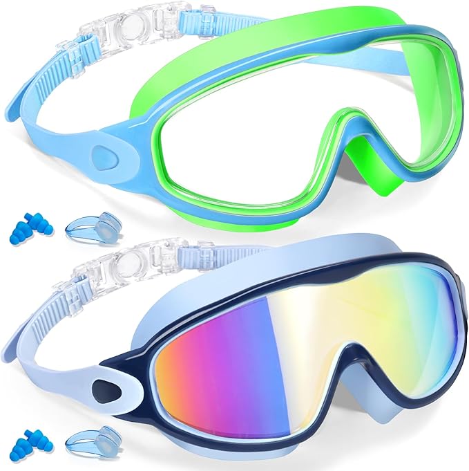 Keary 2 Pack Kids Swim Goggles for 3-15 UV Protection Anti-Fog Pool Water Swimming Goggles For Boys Girls Youth Toddler