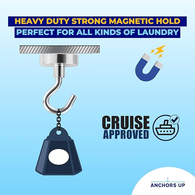 Magnetic Clothesline for Cruise Staterooms – Cabin Approved Travel Clothes Line with Non-Scratch Magnets – Portable Laundry Drying Rope, Cruise Accessories and Essentials