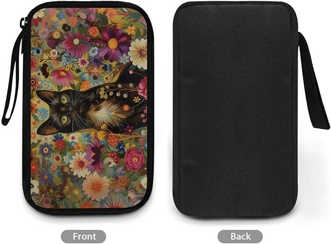 Black Cat Cable Organizer Bag Tech Pouch Portable Electronics Organizer Travel Case for Phone Power Bank SD Card Electronic Accessories Carry Case