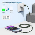 3 Pack Apple MFi Certified Charger Cable 6Ft, Lightning to USB Cable Cord 6 Foot, 2.4A Fast Charging,Apple Phone 6 Feet Long Chargers for iPhone 14/13/12/11/X/XS/XR/SE/8/7/6/5 Plus Pro Max Mini Olive