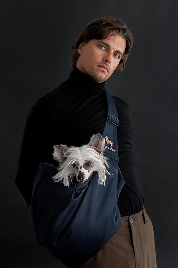 Noah & Paw Dog Sling Carrier for Small Dogs 3-10lb, Dog Sling for Small Dogs and Cats, Dog Carrier with Adjustable Padded Strap, Premium Twill, Lined with Fur, Double Safety Feature, Machine Washable
