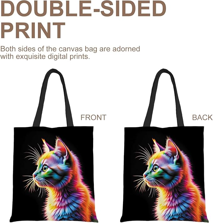 ANNA QUEEN Cat Tote Bag Shoulder Bag Handle Bag for Gym Yoga Picnic Beach Kitchen Reusable