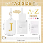 Personalized Initial Luggage Tags for Suitcase TSA Approved, White Leather Cute Luggage Tag with Privacy Cover Name Card, Embroidered Custom Luggage Tags Travel Baggage Tags Gifts for Women Kids(J)
