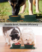 Collapsible Portable 2-in-1 Dog Bowl, Travel Dog Bowl Integrated, Silicone Foldable Expandable Food Water Bowl with Carabiner - Anti-Spill and Anti-Skid - for Camping/Traveling LPFLASAT (Dark Green)