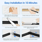 Yecaye 125in Cord Hider, Large Cord Covers for Wires on Wall, Cable Management Kit for Mount TVs, Wire Hider Cable Concealer for Home Office, W1.18in H0.6in, Black