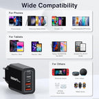 European USB C Charger, 55W European Travel Plug Adapter 4-Port USB C Fast Charging Block US to Europe Plug Adapter Type C Power Adaptor for iPhone 17 16 15 14 13 12 11 Pro Max X 8, Galaxy, Android