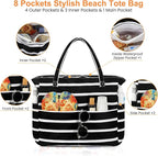 Trifabricy Beach Bags for Women Waterproof Sandproof Women Tote Bag, Large Beach Bag with Zipper for Gym Travel Vocation