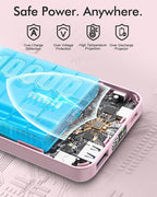 podoru for Magsafe Power Bank, 10000mAh Magnetic Portable Charger with 22.5W PD Fast Charging USB-C Cable LED Display Wireless Battery Pack for iPhone 17/16/15/14/13/12 Series-Pink
