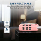 Forge Open Alert TSA Approved Luggage Locks - 3 Digit Combination, Easy Read Dials, Zinc Alloy Body - Ideal Travel Lock for Luggage, Suitcases, Bags & Toolboxes. Pink 2 Locks.