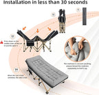 Fragess Portable Camping Cot, 600LBS Max Load, Extra Wide with Thick Mattress, Folding Cot for Outdoor Camping/Office, Home Nap (Grey)