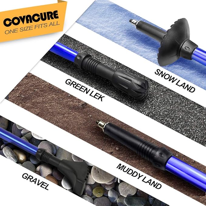 Covacure Hiking Poles Collapsible Trekking Poles - Aluminum Alloy 7075 Walking Sticks for Hiking with Telescopic & Foldable Tri-fold Design Hiking Gear for Women Men, Hiking, Camping, Climbing