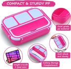 QQKO Bento Box for Kids Adults, School Toddler Lunch Box for Boys Girls, Lunch Box Containers with 4 Compartments, Sauce Container, Utensils, Food Picks and Muffin Cups for School, Pink Blue