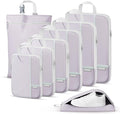 Percover Compression Packing Cubes 8-Piece Set, Packing Cubes Compression for Travel with Laundry Bag & Shoe Bag, Travel Organizer for Carry On & Checked Luggage, Purple
