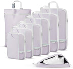Percover Compression Packing Cubes 8-Piece Set, Packing Cubes Compression for Travel with Laundry Bag & Shoe Bag, Travel Organizer for Carry On & Checked Luggage, Purple
