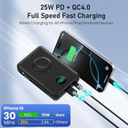 Magnetic Portable Charger for MagSafe with Built-in Cable, iWatch Charger,10800mAh Wireless Power Bank Travel Essentials,25W PD Fast Charging Battery Pack for iPhone 17/16/15/14/13 Series,Apple Watch