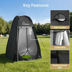 Wolfwise Pop Up Shower Tent for Camping, Portable Instant Changing Tent with Ventilation Window & Carry Bag, Privacy Bathroom Toilet for Beach & Outdoor, Width 47 ", Height 75 ", Silver-Coated Fabric