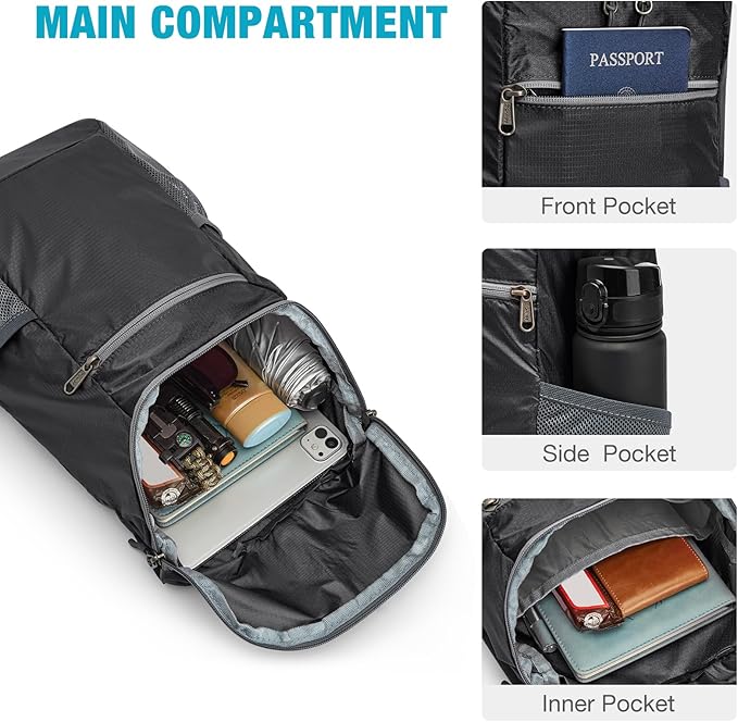 G4Free Lightweight Packable Hiking Backpack for Men Women Small Hiking Daypacks Foldable Shoulder Pack Casual Outdoor Bag 11L