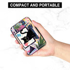 Credit Card Holder, Mini Aluminum Card Wallet RFID Blocking Slim Metal Hard Card Case for Women Men, Cat on Keyboard