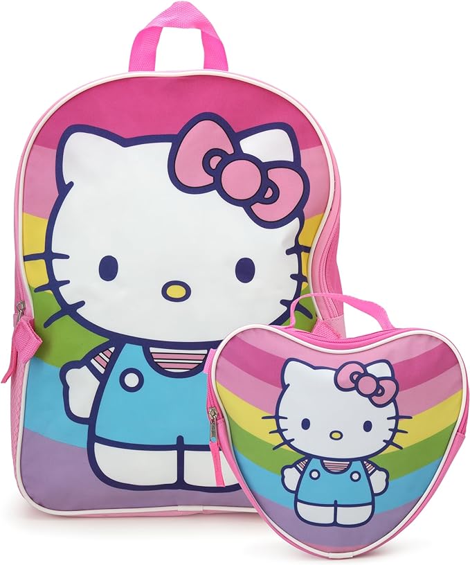 Fast Forward Hello Kitty Girls Backpack and Lunch Box Set - 2 Piece 15 Inch School Backpack With Detachable Lunch Bag Set, Size One Size, Hello Kitty Heart Lunch