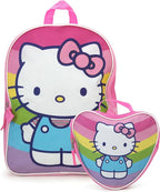 Fast Forward Hello Kitty Girls Backpack and Lunch Box Set - 2 Piece 15 Inch School Backpack With Detachable Lunch Bag Set, Size One Size, Hello Kitty Heart Lunch
