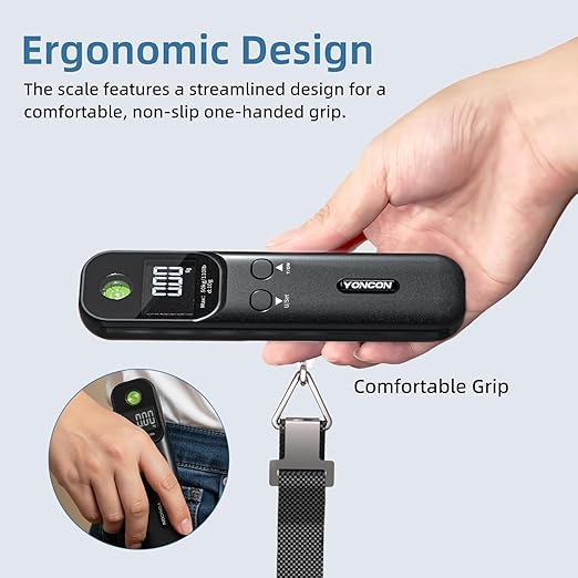 Luggage Scale - 110lb Digital Suitcase Weight Scale with LCD Display, 3 Units (lb/kg/oz) and Tare Function, Portable Travel Essentials for Backpacks, Packages and Outdoor Gear (Black)