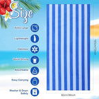 Redbaker 16 Packs 72 x 36 Inches Oversized Vertical Stripe Beach Towel Bulk Extra Large Pool Towels Set Microfiber Quick Dry Swim Towel Blanket for Women Men Adult Bath Travel(Blue)