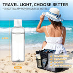 5 Pack 3.4 oz Travel Bottles for Toiletries, TSA Approved Leak Proof Refillable Travel Size Containers, Clear Plastic Shampoo Bottles for Lotion Conditioner