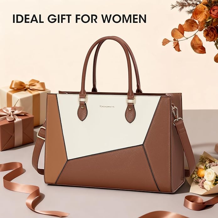 RAINSMORE Laptop Tote Bag for Women 15.6 Inch Large Women Work Bags Waterproof Business Office Teacher Bag Computer Briefcase
