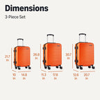 Amazon Basics 3-Piece Hardshell Spinner Luggage Set (21", 26", 30"), Expandable, Scratch-Resistant Surface, Four Multi-directional Wheels, Orange