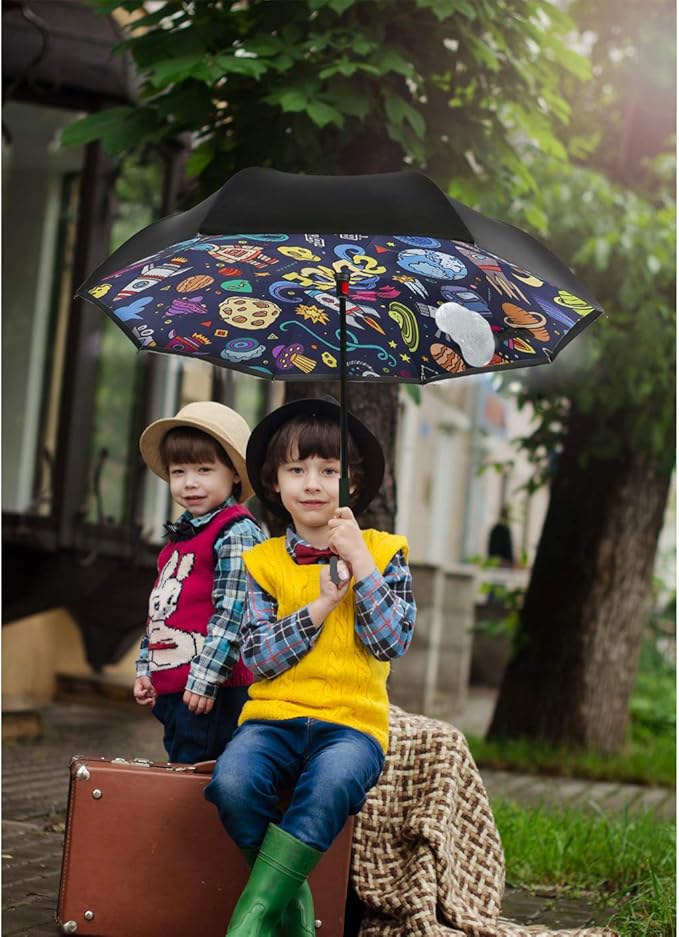 MRTLLOA 40/49/56 Inch Oversize Windproof Inverted Reverse Upside Down Umbrella, Golf Size Rain Umbrella, Double Layer, C-Shaped Handle for Men, Women and Kids