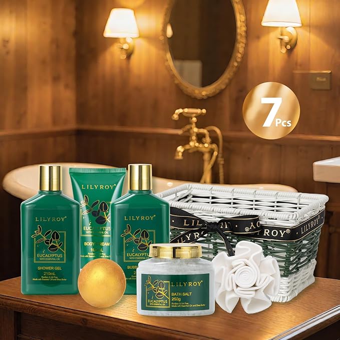 Gifts for Women & Men, Eucalyptus Mothers Day Gift Basket for Mom - Pampering Bath and Body Spa Gift Basket for Women & Men, Gift Set | Christmas, Birthday, Fathers Day, Valentines Day, Perfect Gift