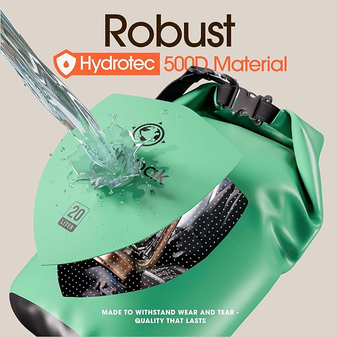 Earth Pak Waterproof Dry Bag - Roll Top Waterproof Backpack Sack Keeps Gear Dry for Kayak with Waterproof Phone Case