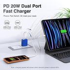 2 Pack USB C Charger, 20W PD Fast Charger Dual Port Plug Type C Charger Compatible for iPhone 12/13/14/15/16/17/Pro/Pro Max/Plus/X/SE3 iPad Pro Cube,Galaxy S25/S24 Dark Blue