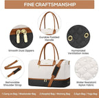 Travel Weekender Duffle Bags for Women - Duffel Bag with Shoe Compartment Carry On Overnight Bag with Toiletry Bag with Wet Pocket for Gym Hospital Bags for Labor and Delivery Black White Brown