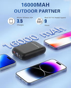 7.4V/5V 2A 16000mAh Heated Vest Battery Pack Compatible with ORORO and Venustas, NORSENN, Portable Power Bank with LED Display for 𝟓𝐕 USB heated Vests Jacket Camping Chair Blanket(NOT for 12V）