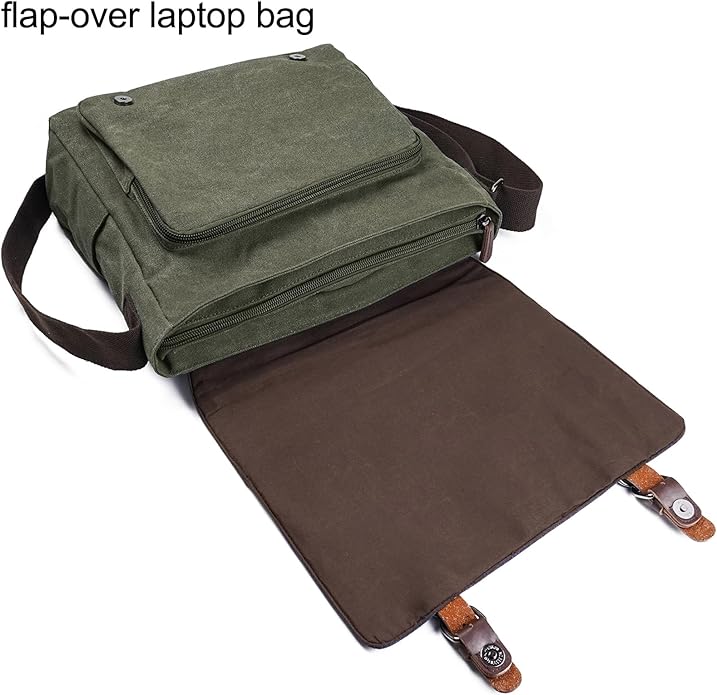 Evergoo Vintage Messenger Bag Unisex Shoulder Bags Canvas Satchel Cross Body Work Satchel Briefcase for 15.6 Inch Laptop