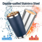 20 oz Tumbler with Lids and Straws, Stainless Steel Insulated Travel Coffee Mug, Double Wall Vacuum Insulated Tumblers, Powder Coated Coffee Tumbler for Cold & Hot Drinks (Mix Color-3)