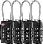Puroma 4 Pack TSA Approved Luggage Locks, 4 Digit Combination Travel Cable Locks Resettable Code Lock with Zinc Alloy Body for Suitcase, Toolbox, Backpack, Bag, Gym Locker (Basic Black)