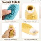 3 PCS Silicone Travel Bottles, 100 ml Leak-Proof Refillable Toiletry Containers with Massage Brush & PVC Zipper Bag, Squeezable Bottles for Shampoo, Body Wash & Facial Cleanser