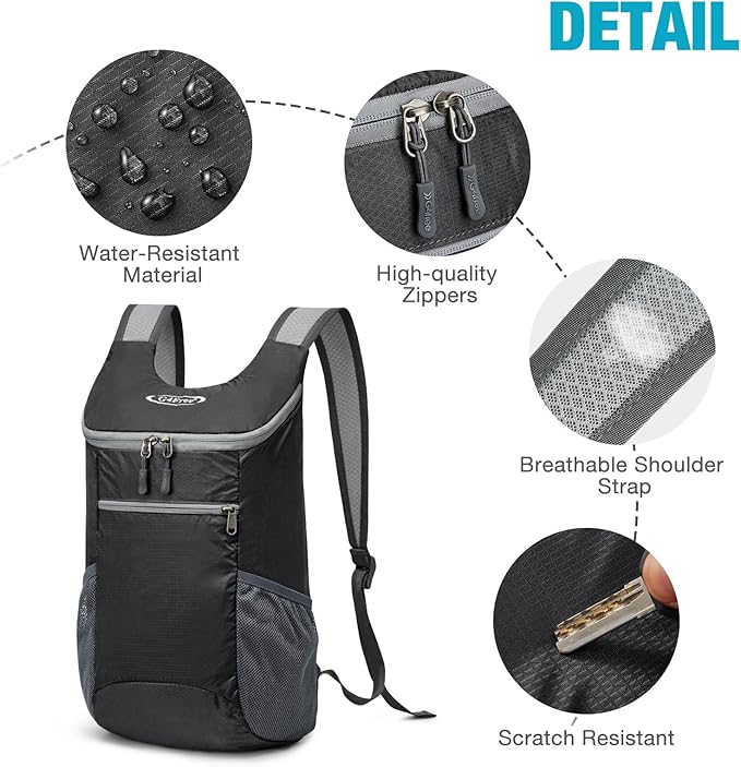G4Free Lightweight Packable Hiking Backpack for Men Women Small Hiking Daypacks Foldable Shoulder Pack Casual Outdoor Bag 11L