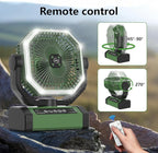 Allsion Camping Fan - 24000mAh Portable Fan, Rechargeable Fan with Light & Remote, Battery Powered Fan 4 Speed Strong Airflow, Desk/Camping/Outdoor/Gym Fan for Office Travel Treadmill Camping Gear