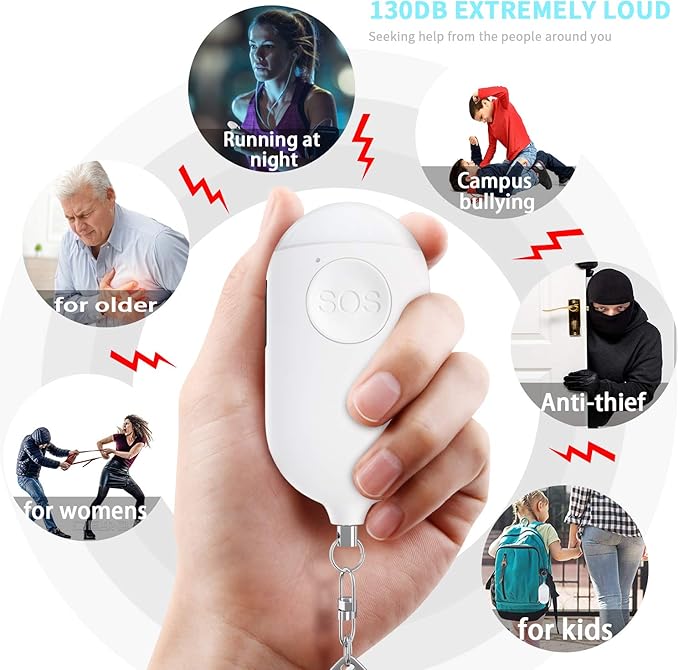 Safesound Personal Alarm Siren Song 1-Pack - 130dB Self Defense Alarm Keychain with Emergency LED Flashlight - Security Personal Protection Devices for Women Girls Kids and Elderly