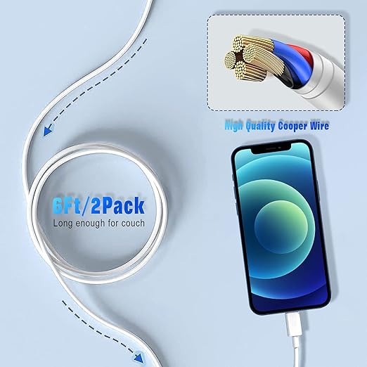Hi-Mobiler [MFi Certified] iPhone Charger 2pack 10FT Long Lightning Cable Fast Charging High Speed Data Sync USB Cable Compatible iPhone 13/12/11 Pro Max/XS MAX/XR/XS/X/8/7/Plus/6S iPad AirPods