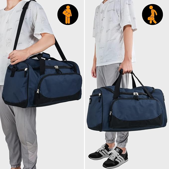 Uarition Gym Duffle Bag for Men - 55L Navy Blue Large Duffel Bags for Sports, Workout, Traveling, Durable Heavy Duty Duffel Gear Bag