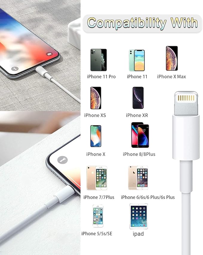 4 Pack [Apple MFi Certified] Apple Charging Cables 3ft, iPhone Chargers Lightning Cable 3 Foot, Fast iPhone Charging Cord for iPhone 14/14Pro/13/13Pro/12/11/11Pro/11Max/ X/XS/XR/XS Max/8, ipad(Black)