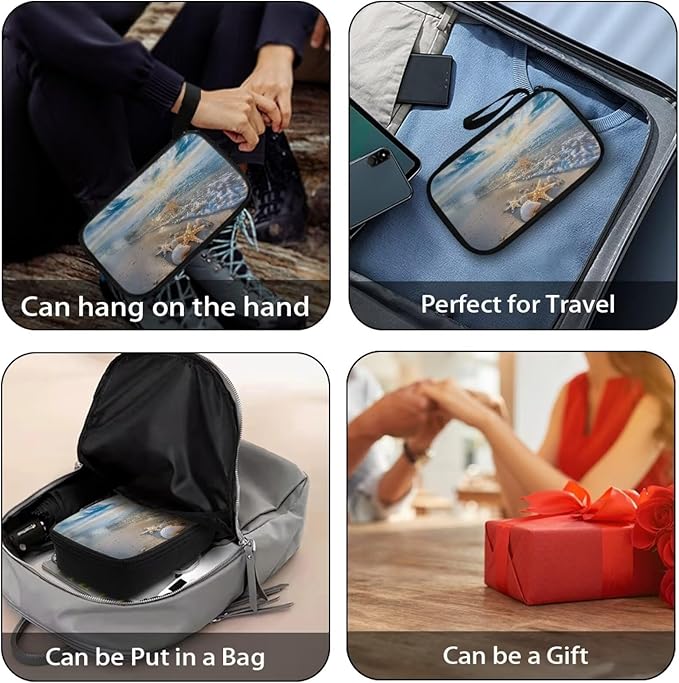 Sunset Starfish Shell Print Digital Organizing Bag - Multifunctional Charger, Earphone & USB Cable/SD Card Charging Head Storage