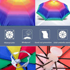 3 Pack Umbrella Hat, Sports Head Umbrella Hats for Adult Women, 26" Diameter Folding Waterproof Rainbow Fishing Headwear for Outdoor Party Beach Hiking