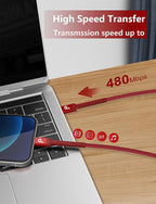 USB C to C Cable 10FT, 2Pack USB C Charger Cable, Long Type C Fast Charging Cable Nylon Braided USBC Charger Cord Compatible with iPhone 17/16/15/Pro/Plus/Pro Max/Samsung Galaxy S23/LG and More-Red