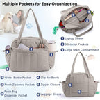 Dog Travel Bag for Supplies, Airline Approved Pet Travel Organizer with 2 Food Containers & Collapsible Bowls, Large Capacity Dogs Tote Bag for Weekend, Stylish Dog Mom Gift for Pet Lovers